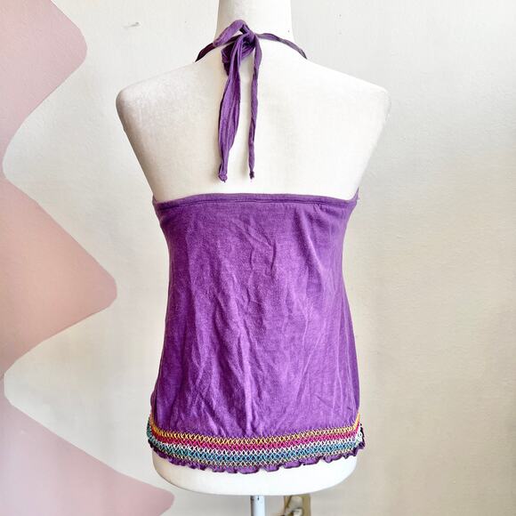 Vintage Y2K Purple Halter Tank Top 2000s Festival Clubwear Small - Picture 3 of 7